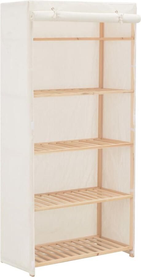 VidaXL Kledingkast 79x40x170 cm Stof Wit Kledingkast Garderobe Bergruimte Opslagkast Witte Kast