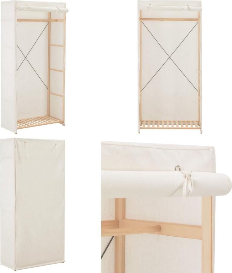 VidaXL Kledingkast 79x40x170 cm stof wit Kledingkast Kledingkasten Garderobekast Garderobekasten