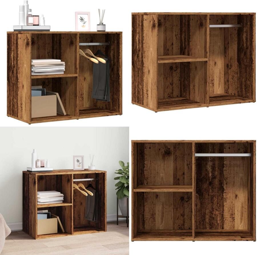 VidaXL Kledingkast 80x40x65 cm bewerkt hout oud houtkleurig Kledingkast Kledingkasten Sieradenkast Kast