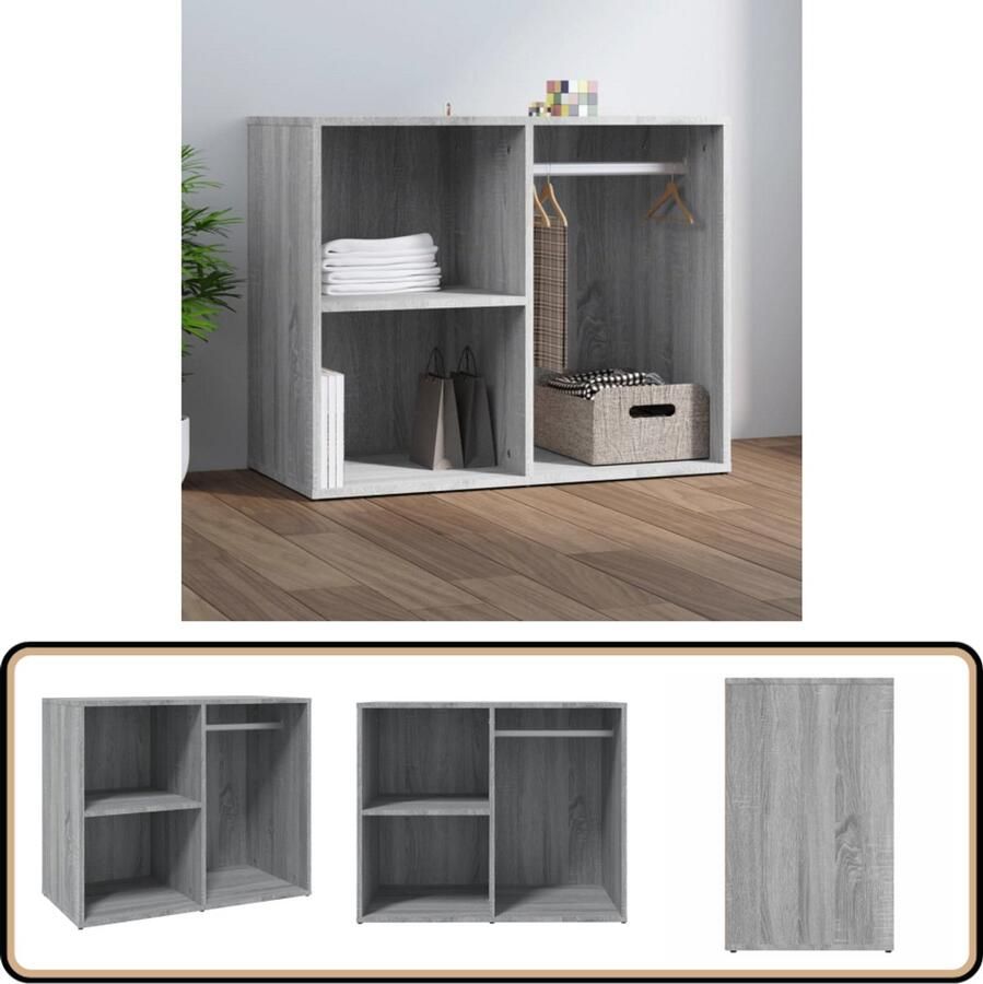 VidaXL Kledingkast 80x40x65 cm Grijs Sonoma Eiken Kledingkast Dressoir Bergruimte Opslagkast Grijze Kledingkast Houten Kledingkast Sonoma Eiken
