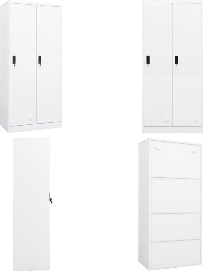 VidaXL Kledingkast 80x50x180 cm staal wit Kledingkast Kledingkasten Klerenkast Klerenkasten