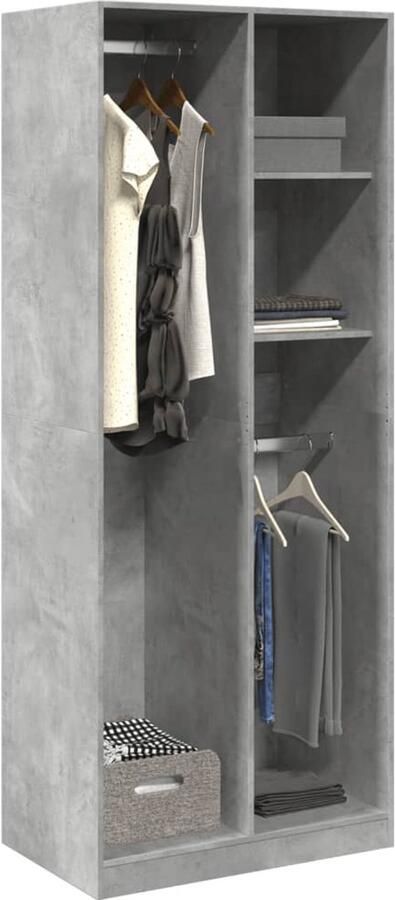 VidaXL Kledingkast 80x50x200 cm bewerkt hout betongrijs