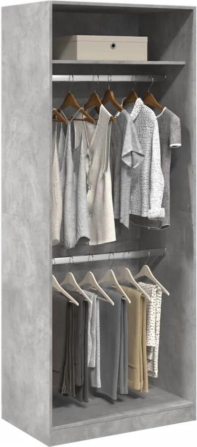 VidaXL Kledingkast 80x50x200 cm Betongrijs Kledingkast Kledingkasten Klerenkast Garderobekast