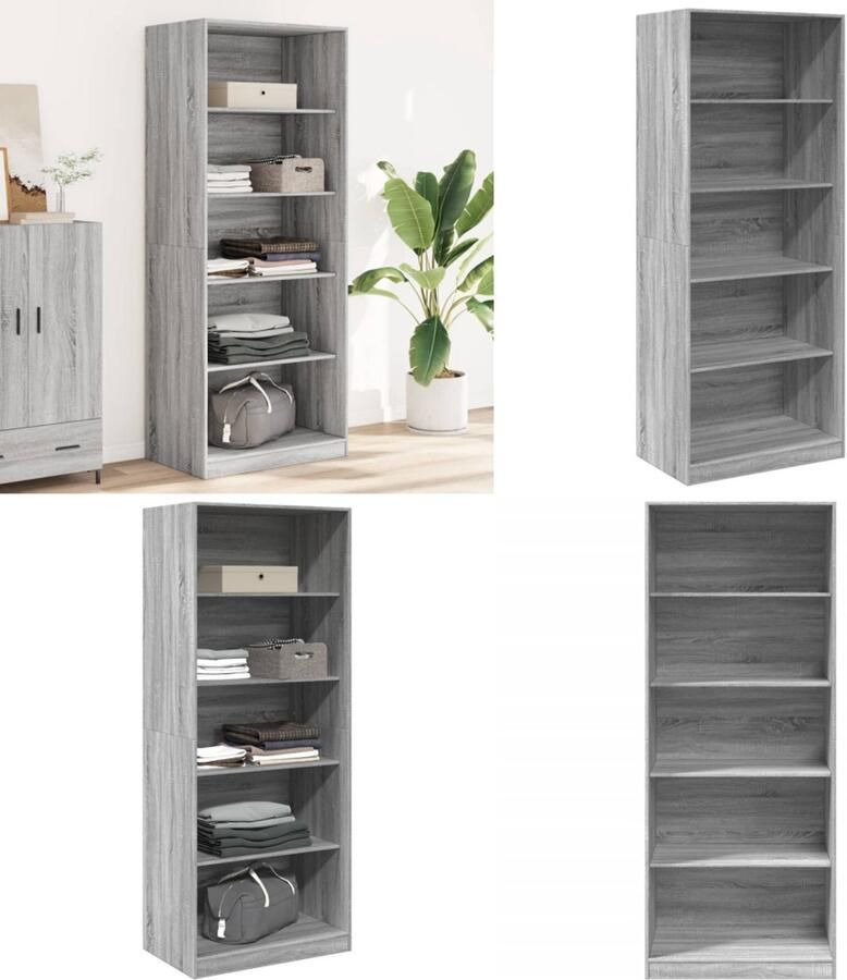 VidaXL Kledingkast 80x50x200 cm bewerkt hout grijs sonoma eikenkleur Kledingkast Kledingkasten Klerenkast Garderobekast