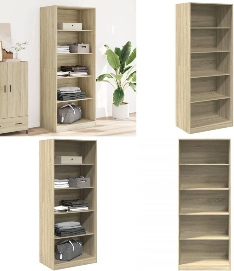 VidaXL Kledingkast 80x50x200 cm bewerkt hout sonoma eikenkleurig Kledingkast Kledingkasten Klerenkast Garderobekast