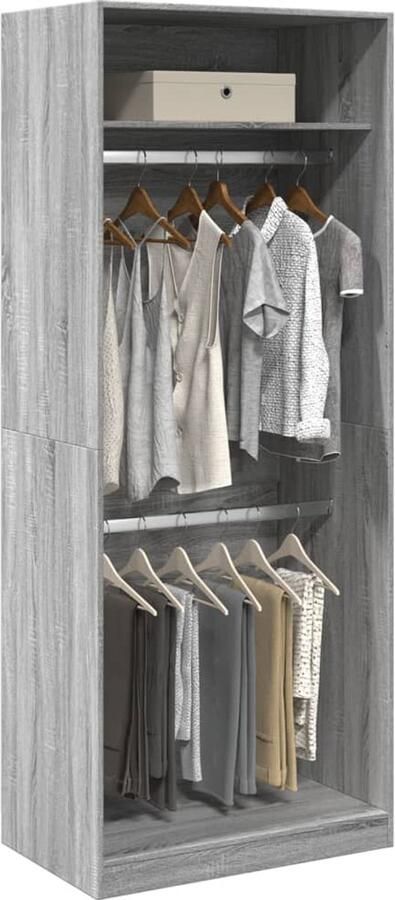 VidaXL Kledingkast 80x50x200 cm Grijs Sonoma Eiken Kledingkast Kledingkasten Klerenkast Garderobekast
