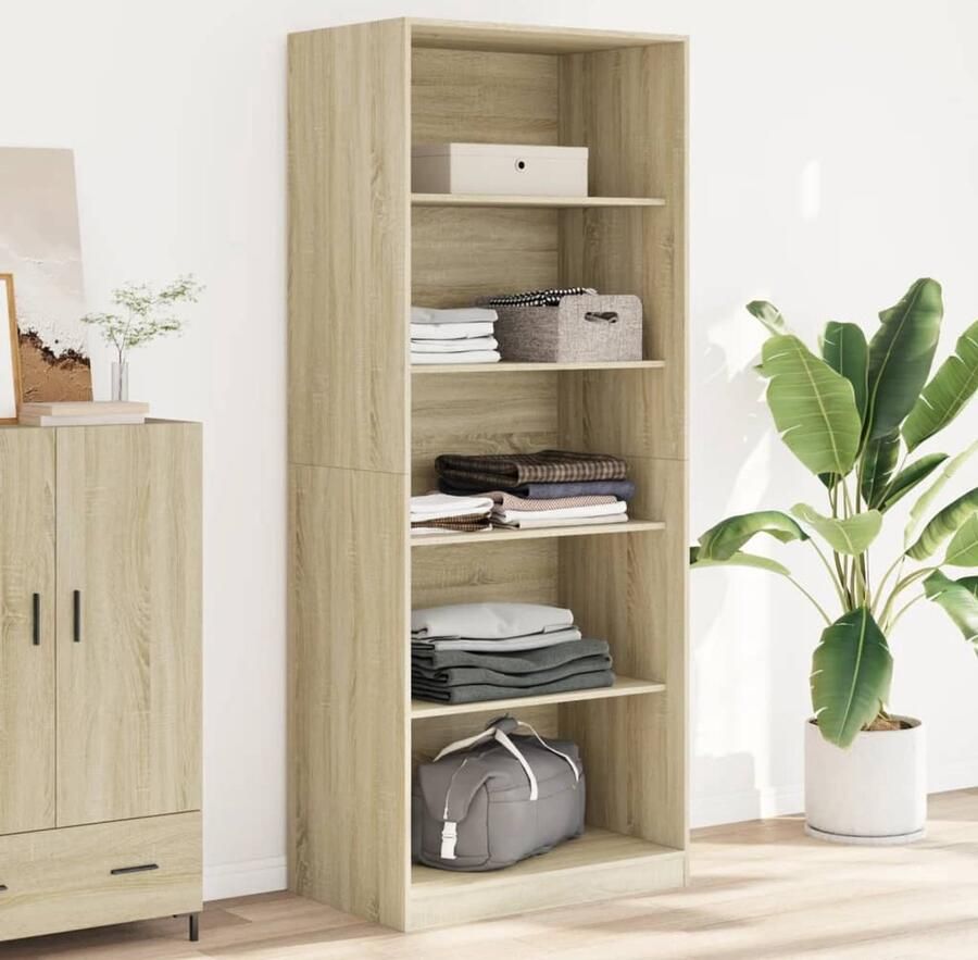 The Living Store Kledingkast 80x50x200 cm bewerkt hout sonoma eikenkleurig Gangkast Houten Kast Opslagoplossing Kledingkast Bruine Kast - Foto 2