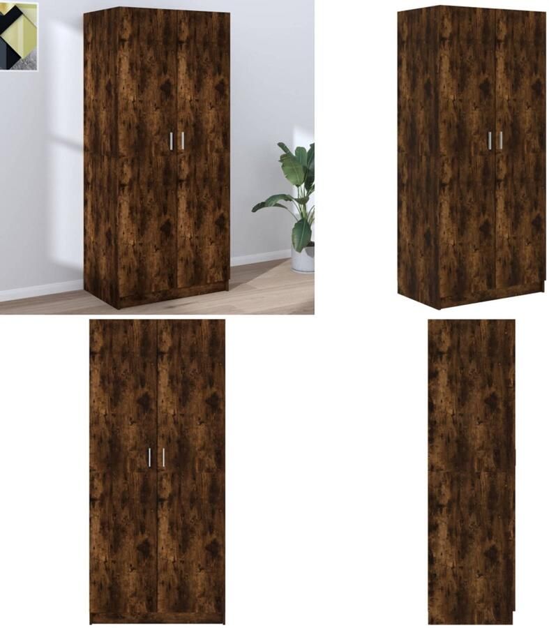 VidaXL Kledingkast 80x52x180 cm bewerkt hout gerookt eikenkleurig Kledingkast Kledingkasten Garderobekast Slaapkamerkast