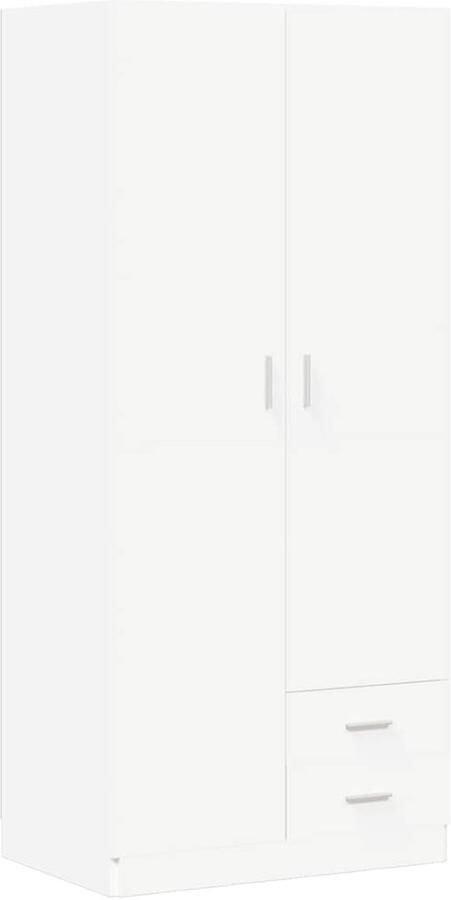 Vida XL vidaXL Kledingkast 80x52x180 cm bewerkt hout wit-VXL-800639