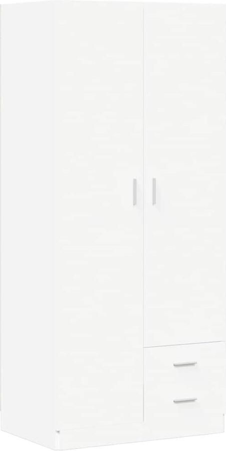 Vida XL vidaXL Kledingkast 80x52x180 cm bewerkt hout wit-VXL-800639
