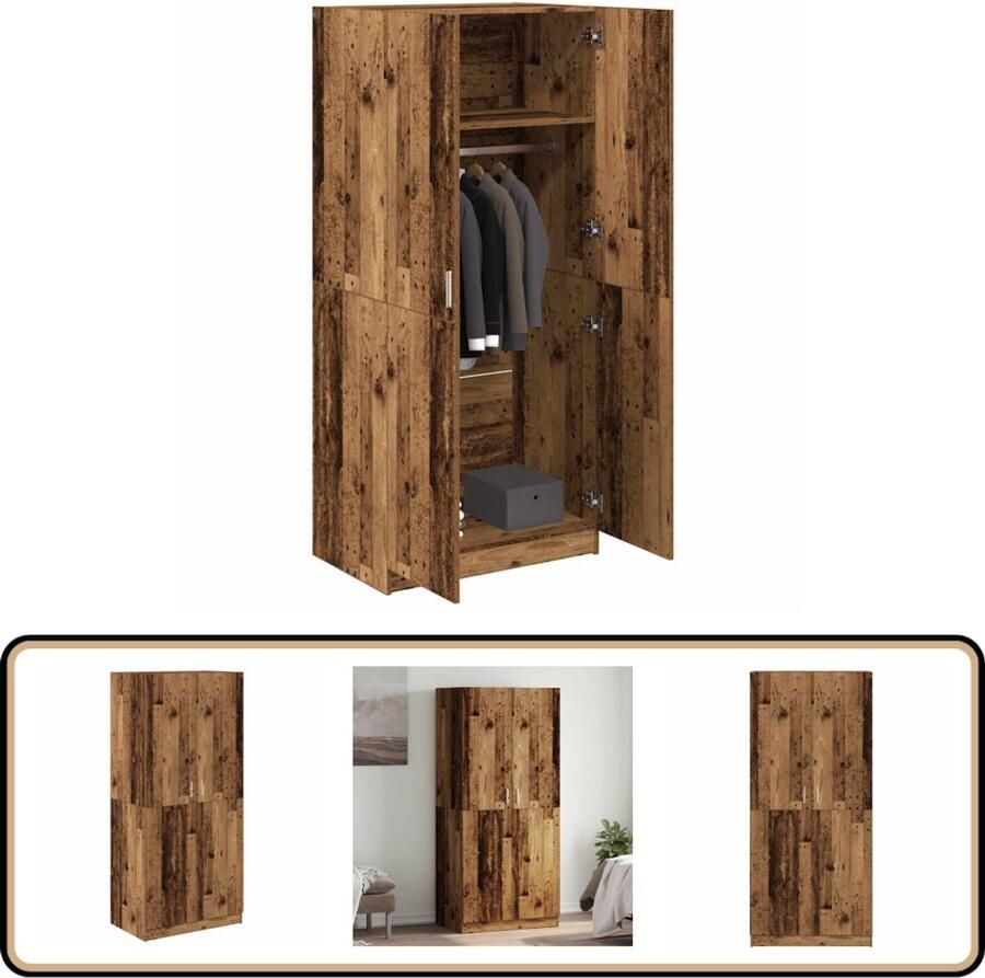 VidaXL Kledingkast 80x52x180 cm Oud Houtkleurig Kledingkast Kledingkasten Garderobekast Slaapkamerkast
