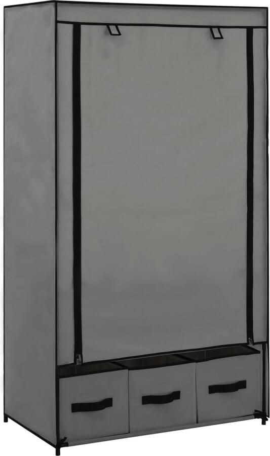 VidaXL Kledingkast 87x49x159 cm Grijs Nonwoven Stof Kledingkast Opslagruimte Opbergkast Vouwkast Grijze Kast Praktische Kast Compacte Kast Multifunctionele Kast - Foto 2