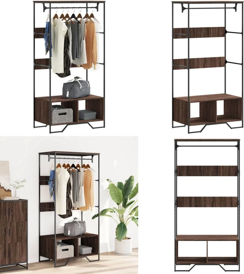 VidaXL Kledingkast 90x50x180 cm bewerkt hout bruin eikenkleurig Kledingkast Kledingkasten Klerenkast Garderobekast