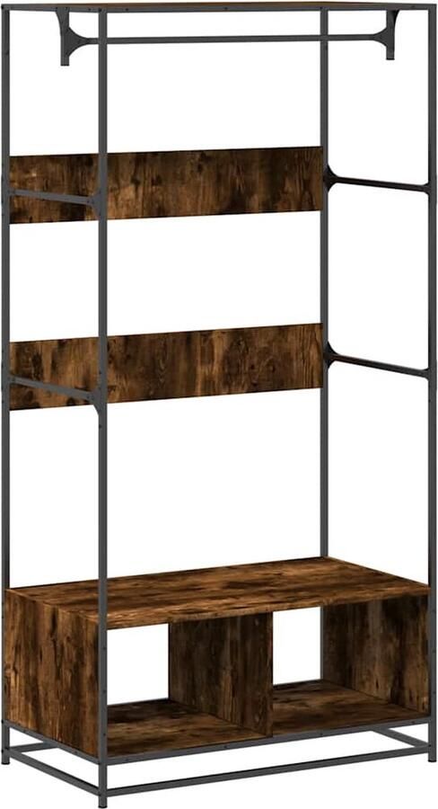 VidaXL Kledingkast 90x50x180 cm bewerkt hout gerookt eikenkleurig