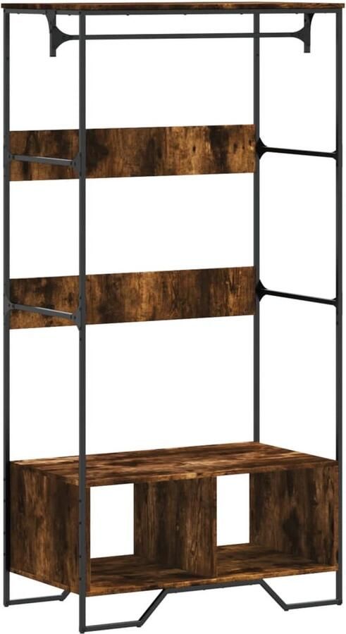 VidaXL Kledingkast 90x50x180 cm bewerkt hout gerookt eikenkleurig