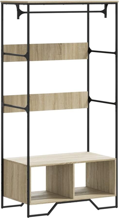 VidaXL Kledingkast Sonoma Eiken 90x50x180 cm Kledingrek Houten Kledingrek Garderobe Dressoir Bergruimte - Foto 2