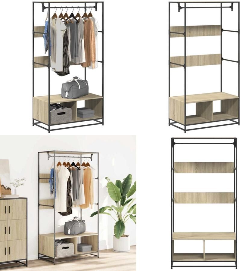 VidaXL Kledingkast 90x50x180 cm bewerkt hout sonoma eikenkleurig Kledingkast Kledingkasten Klerenkast Garderobekast