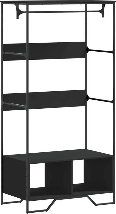 VidaXL Kledingkast 90x50x180 cm bewerkt hout zwart