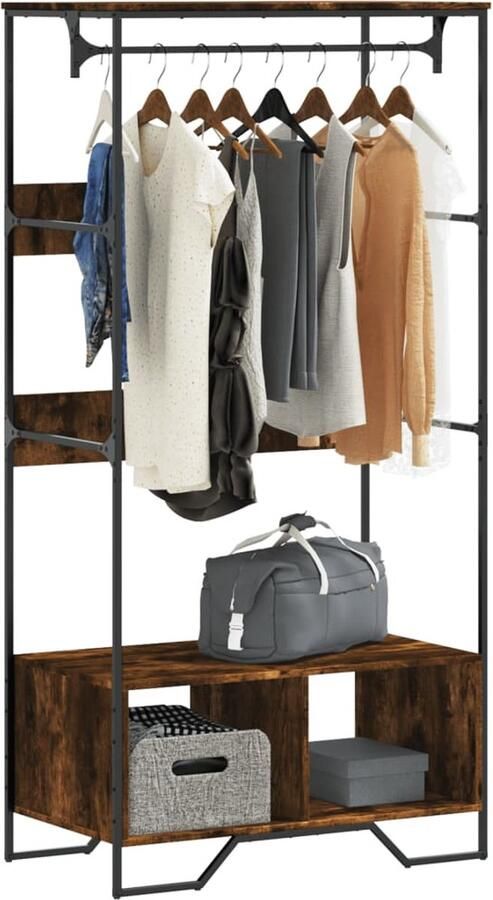 VidaXL Kledingkast 90x50x180 cm gerookt eiken Kasten Kledingkast Houten Kast Bergruimte Garderobe Modern Design Compact Gerookt Eiken Stapelbar Multifunctioneel Decoratief Minimalistisch - Foto 3