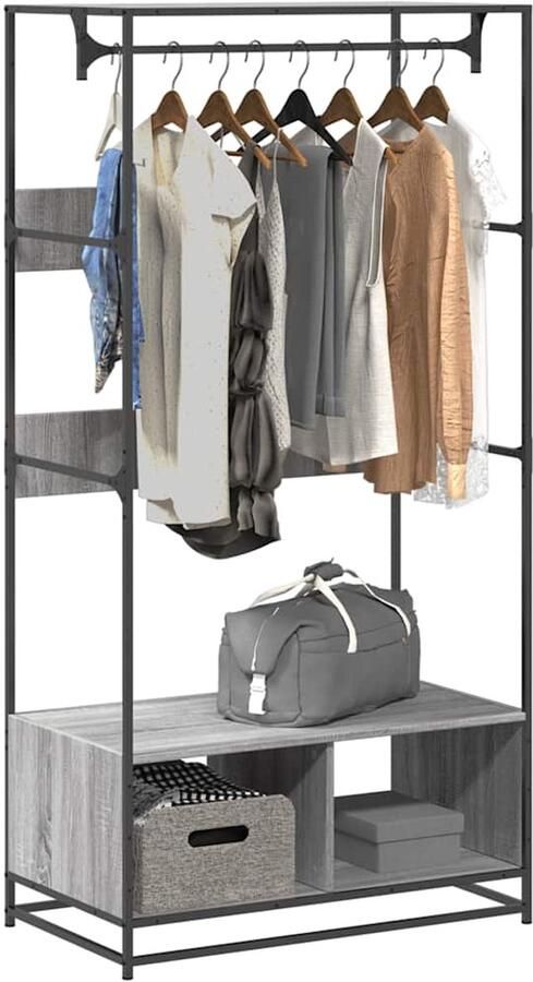 VidaXL Kledingkast 90x50x180 cm Grijs Sonoma Eiken Kledingkast Grijze Kledingkast Houten Kledingkast Opslagkasten Bergruimte