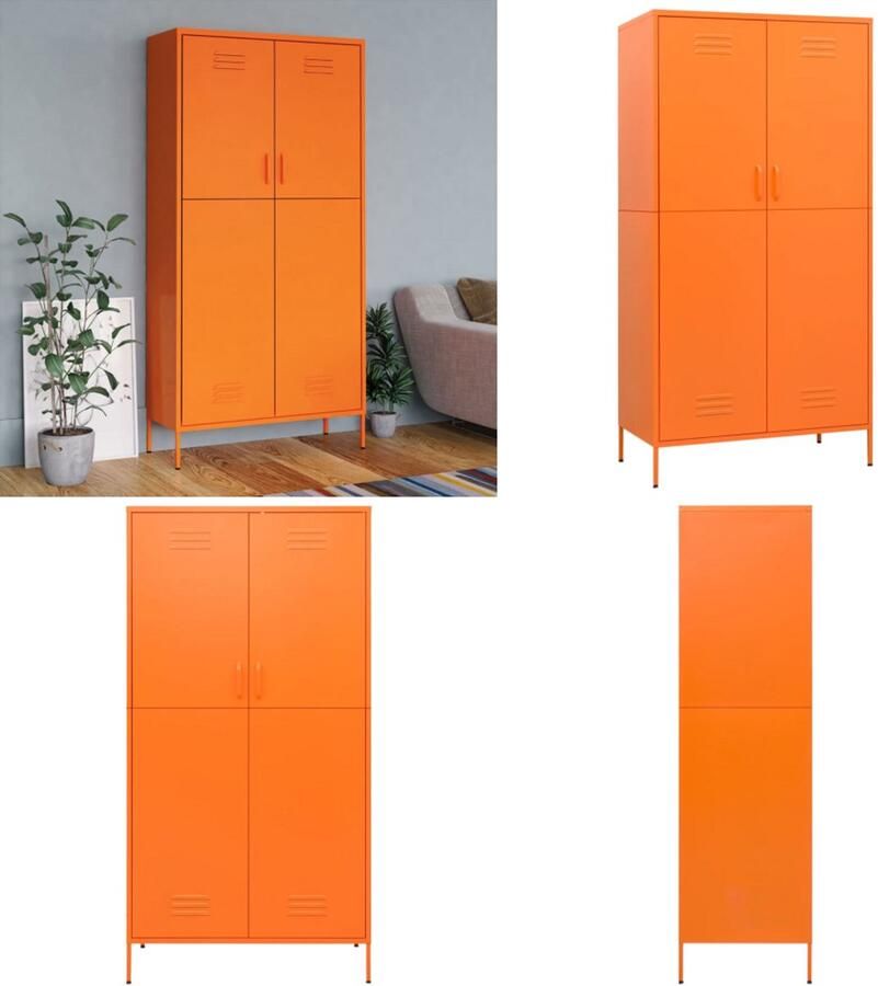 VidaXL Kledingkast 90x50x180 cm staal oranje Kledingkast Kledingkasten Klerenkast Klerenkasten