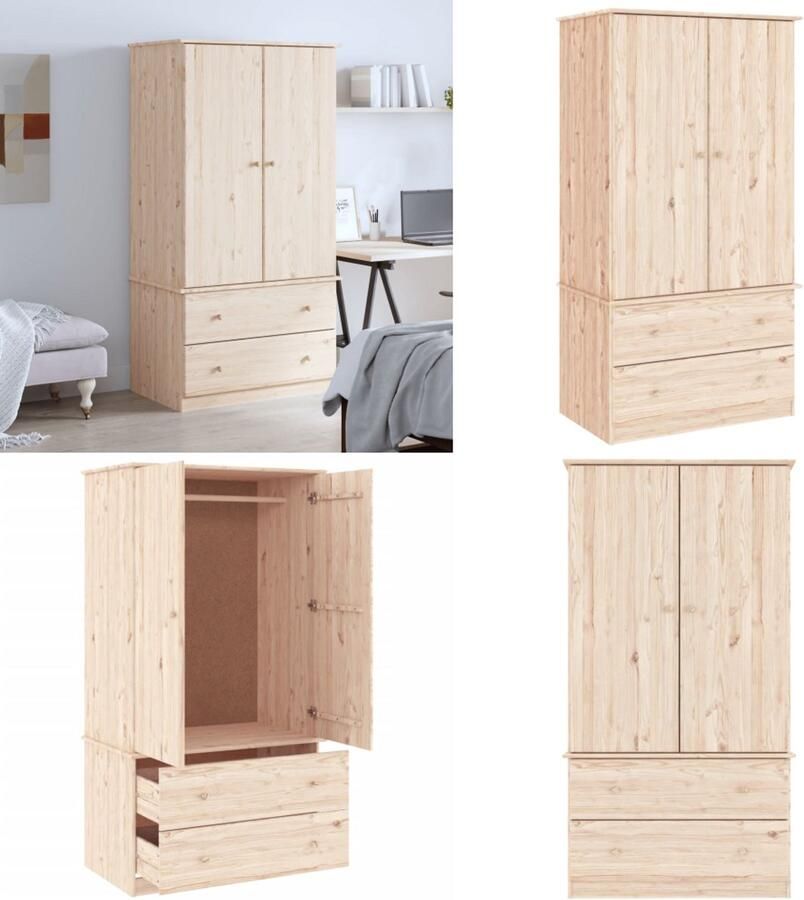 VidaXL Kledingkast ALTA 90x55x170 cm massief grenenhout Kledingkast Kledingkasten Opbergkast Kast