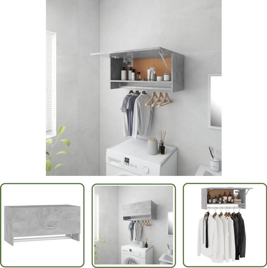 VidaXL Kledingkast Betongrijs 70x32 5x35 cm Garderobe Kasten Houten Kast Compact Grijze Kast Bergruimte Slaapkamer Woonkamer Entree
