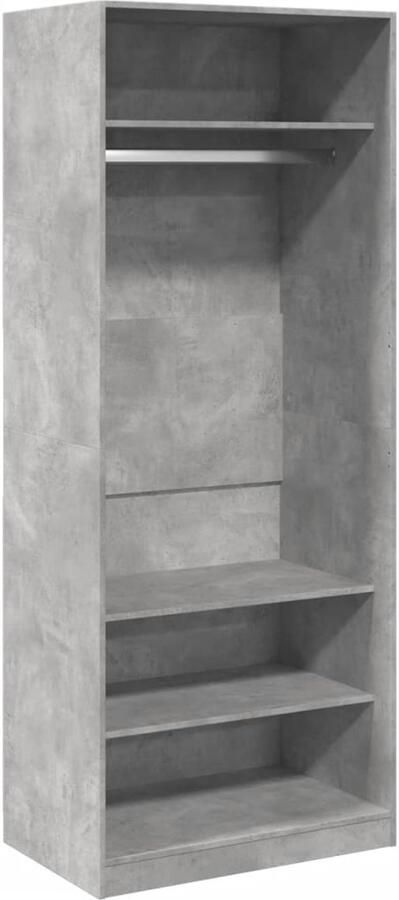 The Living Store Kledingkast 80x50x200 cm bewerkt hout betongrijs Kasten Kledingkast Houten Kast Grijze Kast Opbergkast - Foto 5