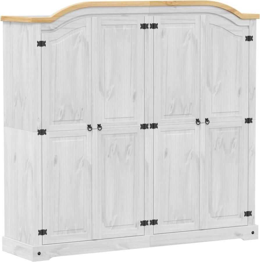 VidaXL Kledingkast Corona wit 194x52x186 cm massief grenenhout