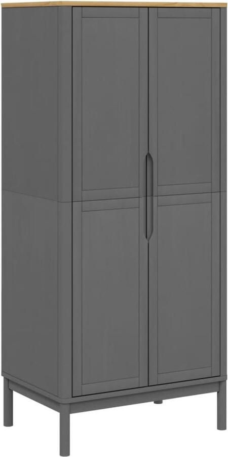 VidaXL -Kledingkast-FLORO-77x53x171-cm-massief-grenenhout-grijs
