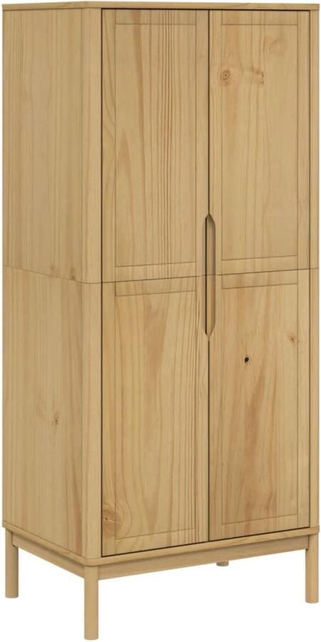 VidaXL -Kledingkast-FLORO-77x53x171-cm-massief-grenenhout-wasbruin