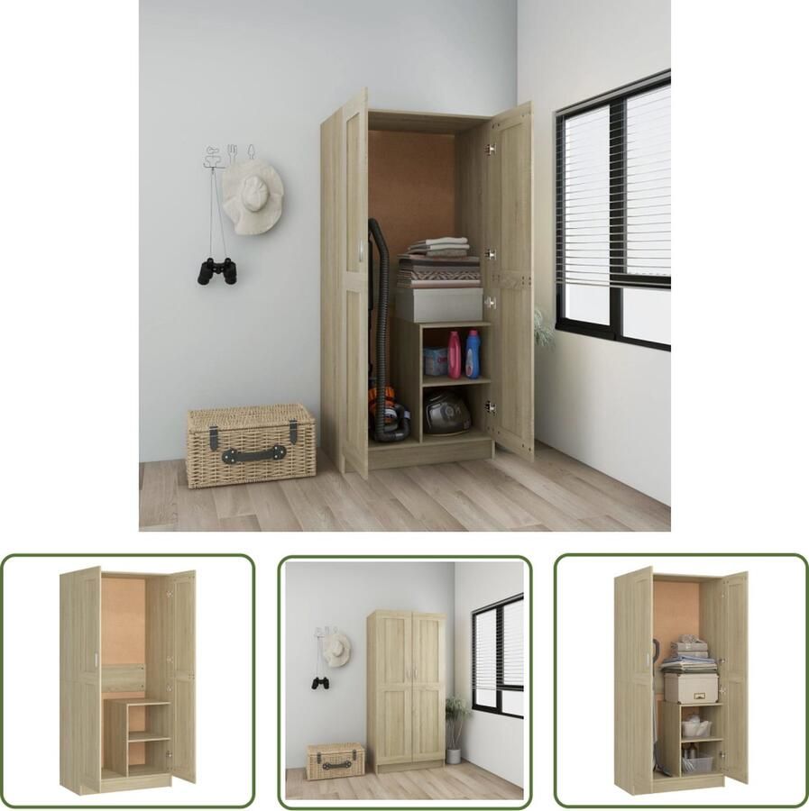 The Living Store Kledingkast 82 5x51 5x180 cm bewerkt hout sonoma eikenkleurig Garderobe Kledingkast Sonoma Eiken Houten Kast Bruine Kast - Foto 2