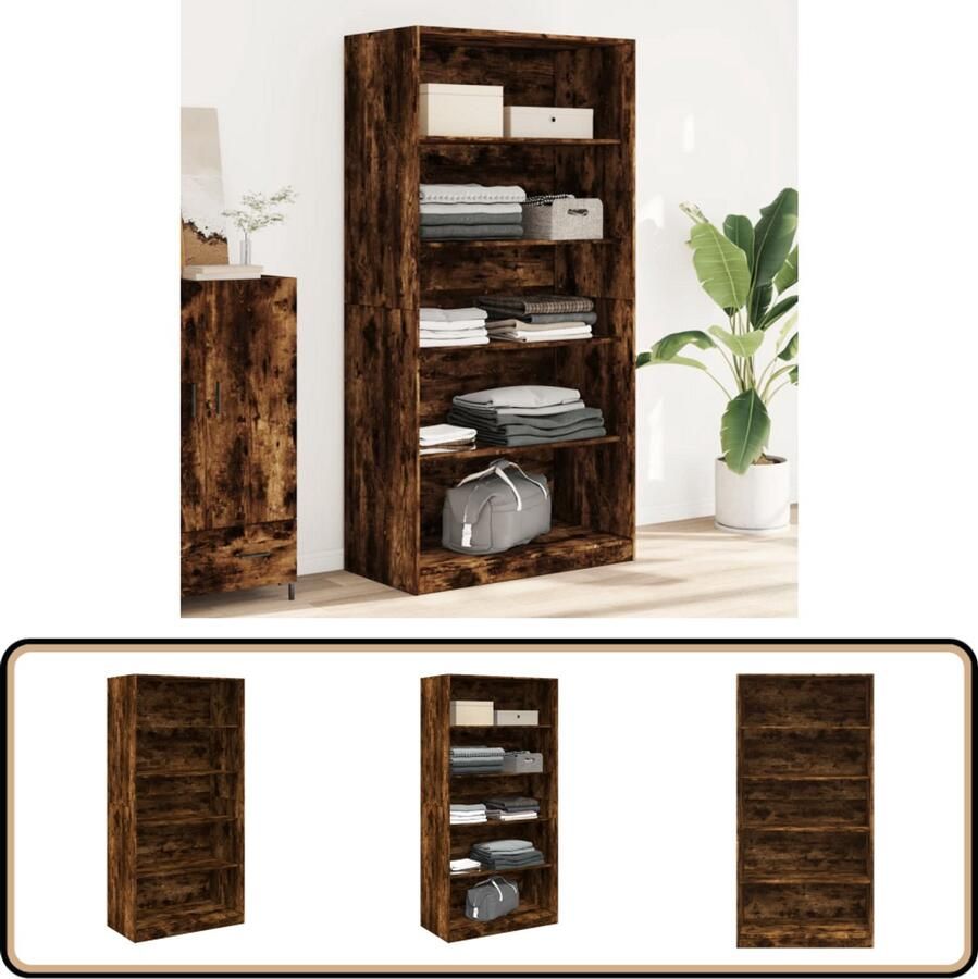 VidaXL Kledingkast Gerookt Eiken 100x50x200 cm Kledingkast Kledingkasten Klerenkast Garderobekast