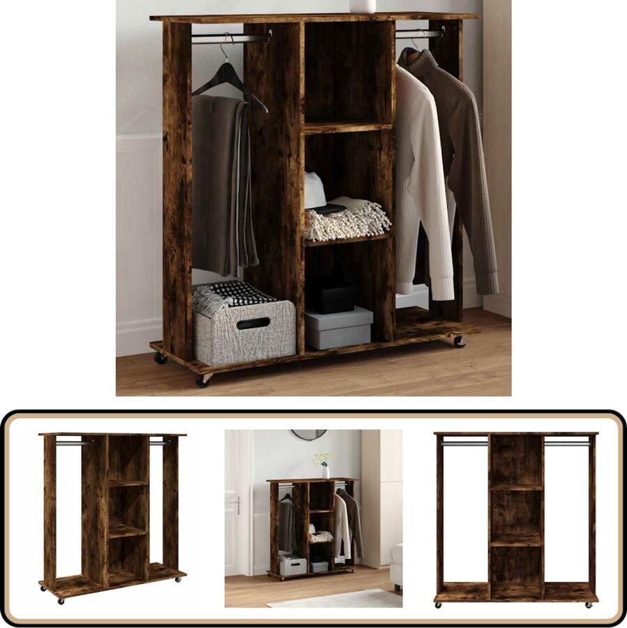 VidaXL Kledingkast Gerookt Eiken 102x38x110 cm Kledingkast Garderobe Bergruimte Houten Meubels Bruine Meubels