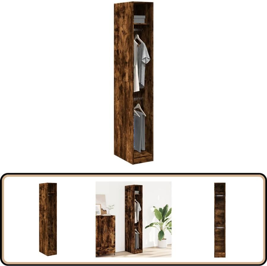 VidaXL Kledingkast Gerookt Eiken 30x50x200 cm Kledingkast Kledingkasten Klerenkast Garderobekast