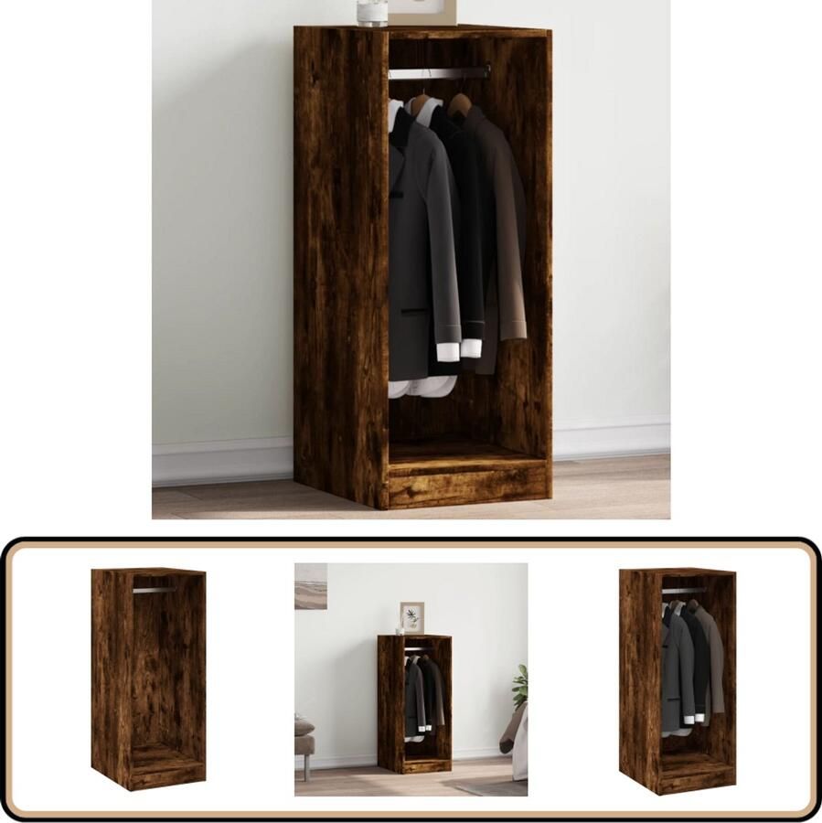 VidaXL Kledingkast Gerookt Eiken 48x41x102 cm Kledingrek Garderobe Houten Kledingrek Bruine Kledingkast Vintage Kledingkast