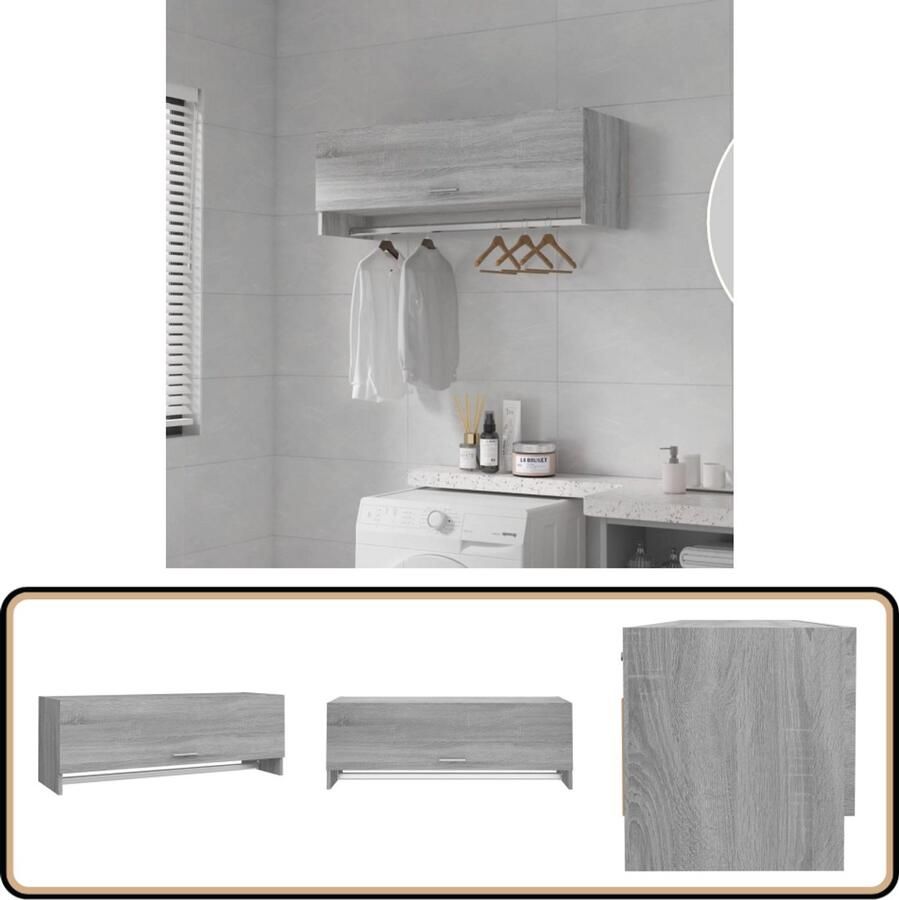 VidaXL Kledingkast Grijs Sonoma Eiken 100 cm Kledingkast Compact Grijze Kledingkast Houten Kledingkast Bergruimte Opslagmogelijkheden Dressoir Wandmeubel