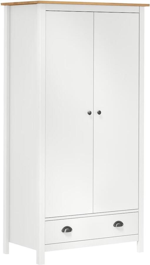 Vida XL vidaXL Kledingkast Hill 2 deuren 89x50x170 cm massief grenenhout wit-VXL-288950 - Foto 2