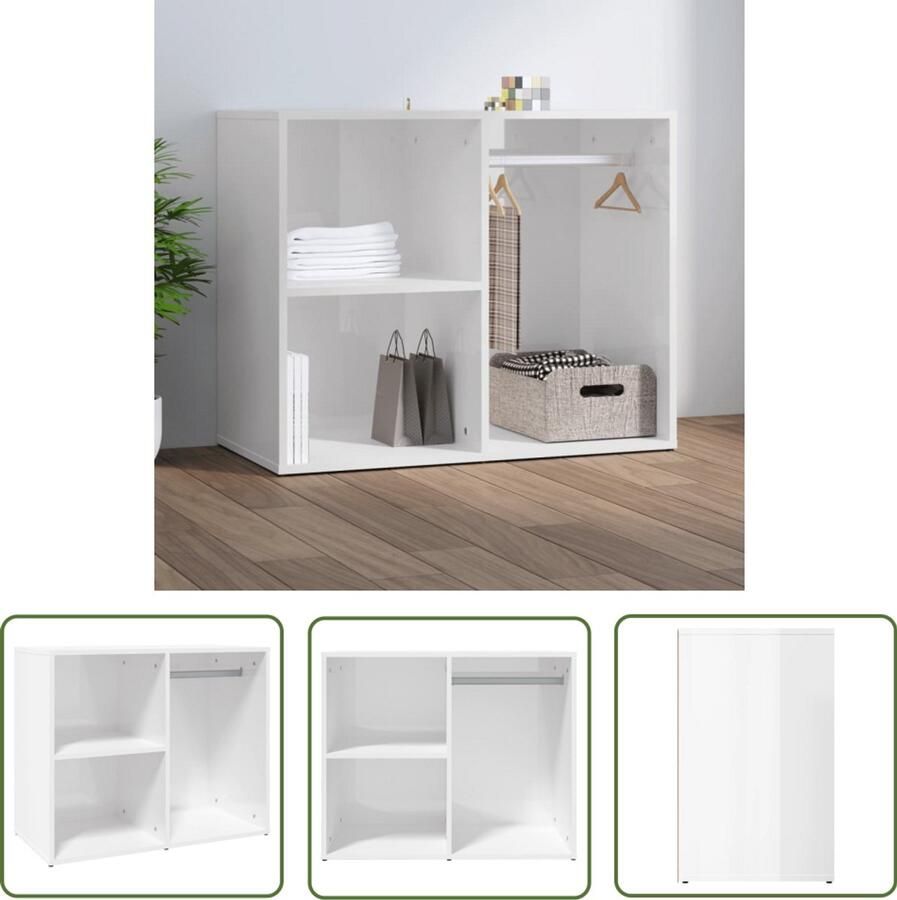 VidaXL Kledingkast Hoogglans Wit 80x40x65 cm Kledingkast Dressoir Opbergkast Slaapkamermeubilair Witte Kast Houten Kast Moderne Kast