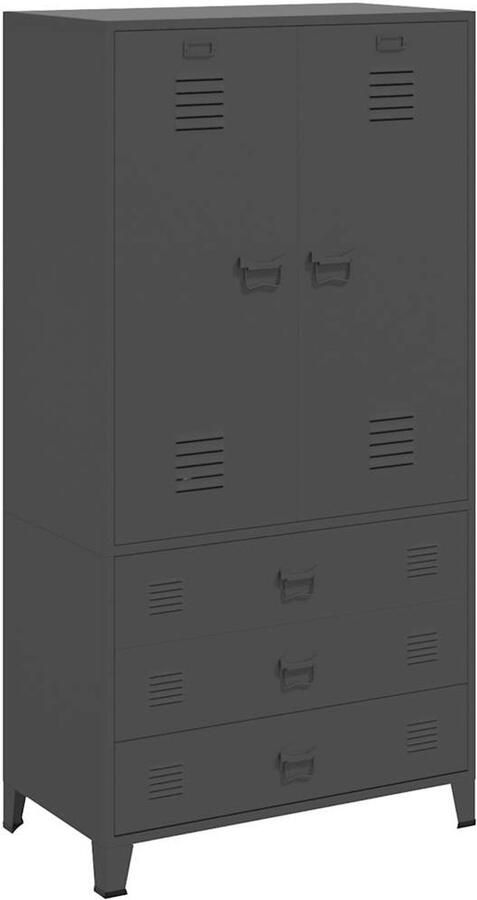 Vida XL vidaXL Kledingkast industrieel 90x50x180 cm metaal antracietkleurig-VXL-339615 - Foto 5