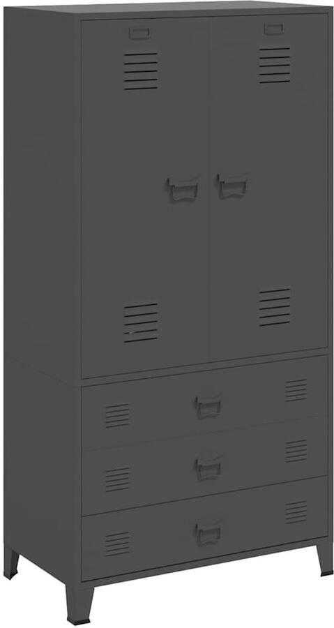 Vida XL vidaXL Kledingkast industrieel 90x50x180 cm metaal antracietkleurig-VXL-339615 - Foto 5