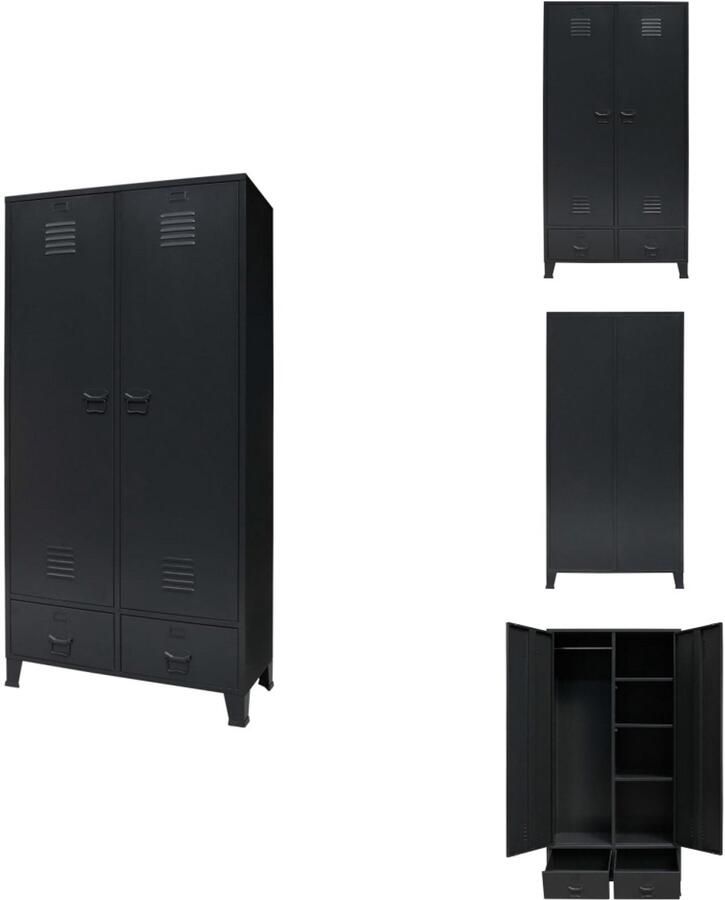 VidaXL Kledingkast industriële stijl 90x40x180 cm metaal zwart