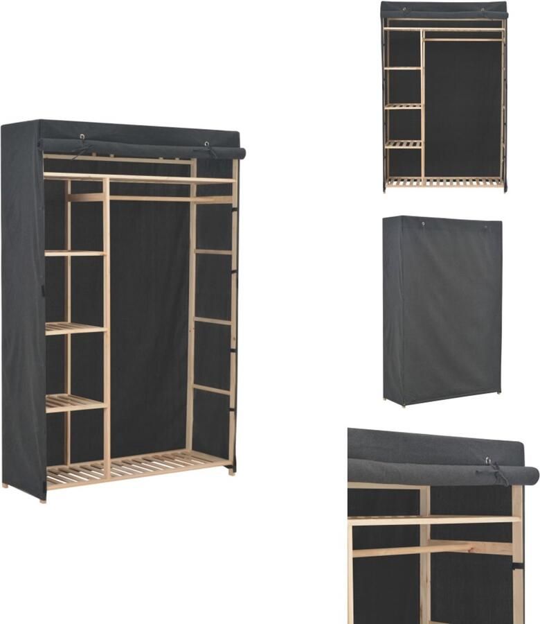 VidaXL Kledingkast Kledingkasten Garderobekast Garderobekasten Kledingkast 110x40x170 cm stof grijs