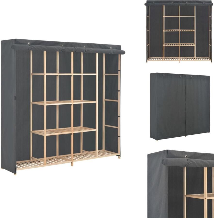 VidaXL Kledingkast Kledingkasten Garderobekast Garderobekasten Kledingkast 173x40x170 cm stof grijs