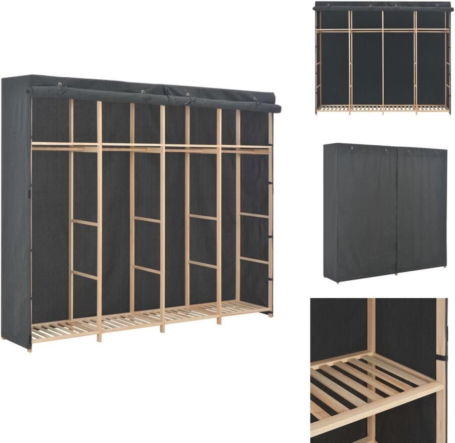 VidaXL Kledingkast Kledingkasten Garderobekast Garderobekasten Kledingkast 200x40x170 cm stof grijs