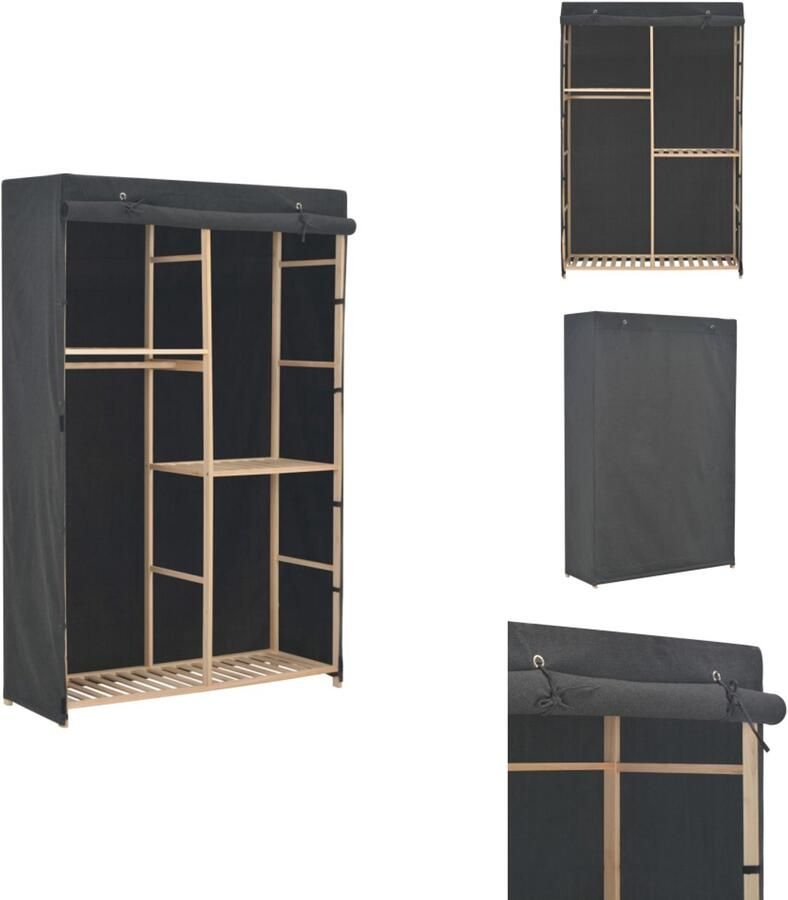 VidaXL Kledingkast Kledingkasten Garderobekast Garderobekasten Kledingkast 3-laags 110x40x170 cm stof grijs