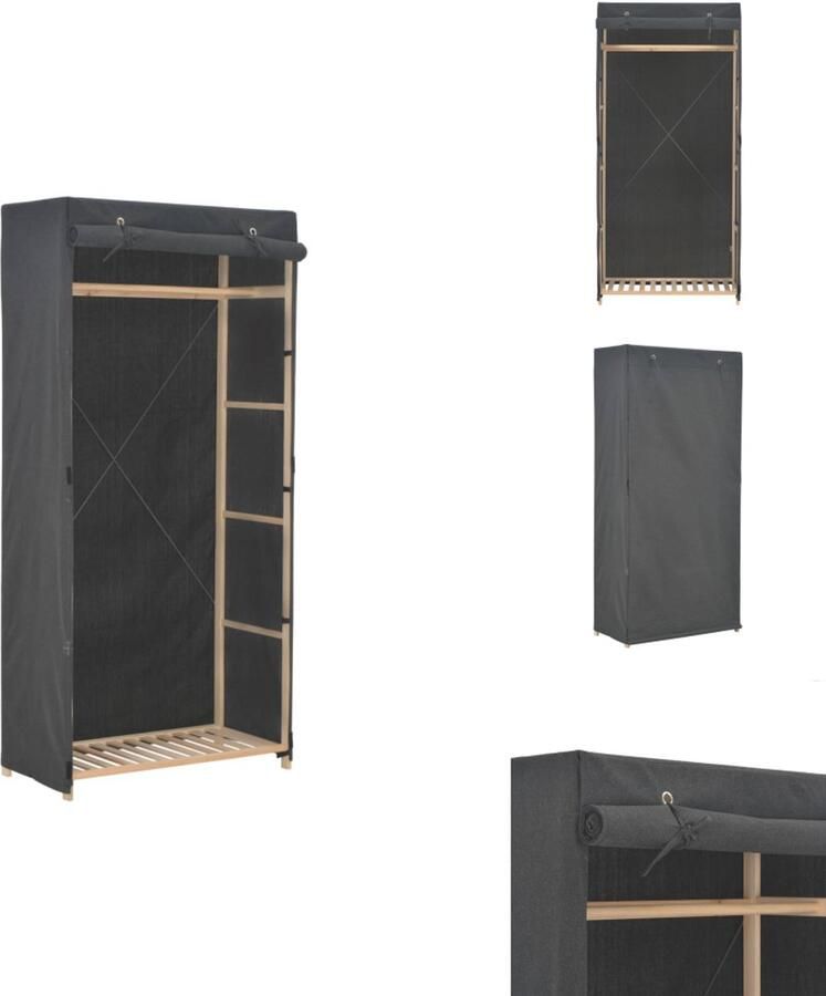 VidaXL Kledingkast Kledingkasten Garderobekast Garderobekasten Kledingkast 79x40x170 cm stof grijs