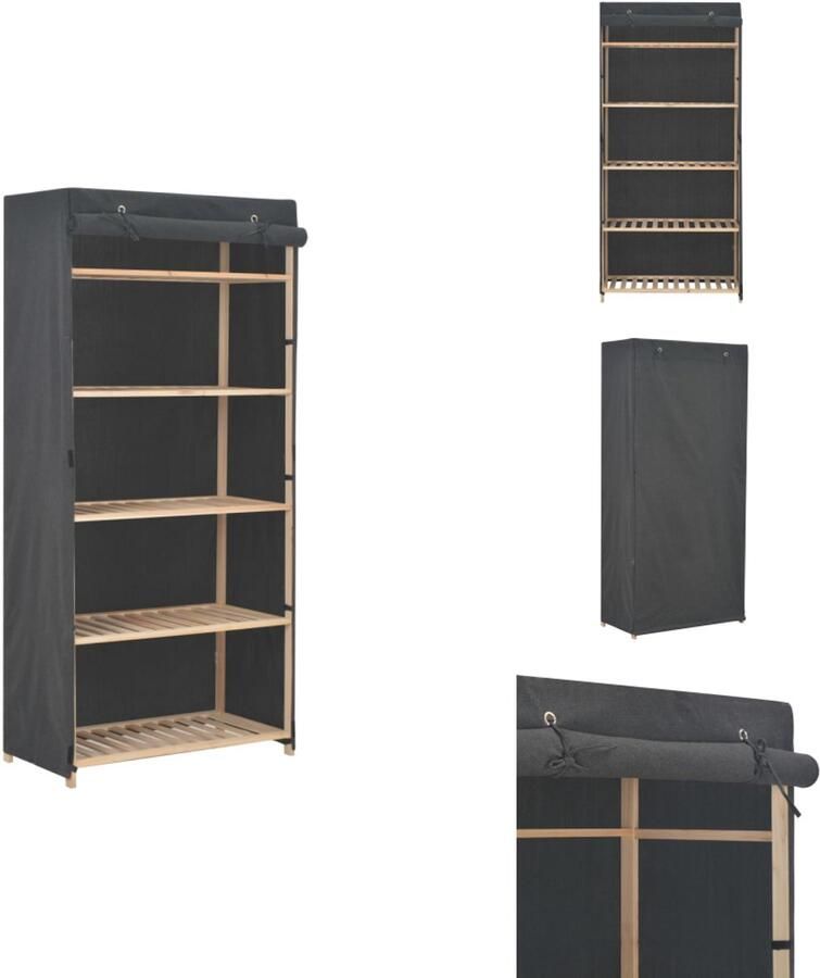 VidaXL Kledingkast Kledingkasten Garderobekast Garderobekasten Kledingkast 79x40x170 cm stof grijs