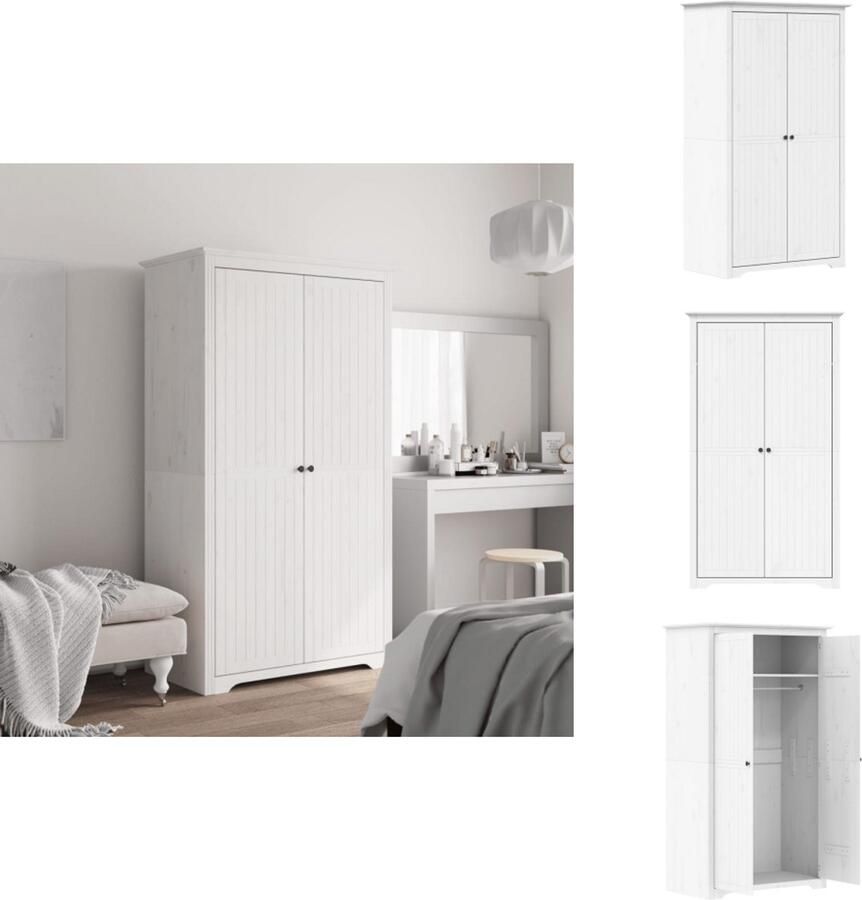 VidaXL Kledingkast Kledingkasten Garderobekast Kast Kledingkast BODO 99x53 5x173 cm massief grenenhout wit