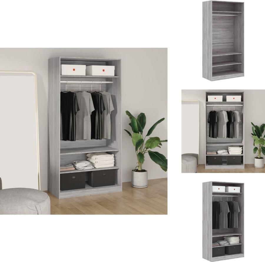 VidaXL Kledingkast Kledingkasten Garderobekast Slaapkamerkast Kledingkast 100x50x200 cm bewerkt hout grijs sonoma eikenkleur